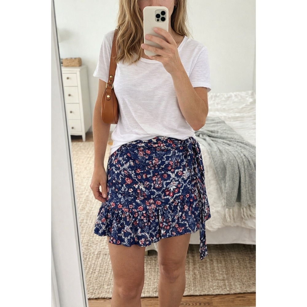 Isabel Marant Etoile Linen Floral Wrap Style Mini Skirt Size 40 US 8 Boho